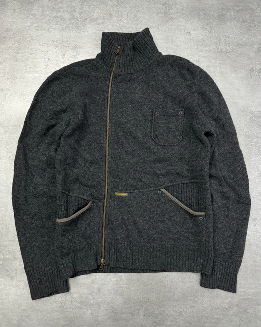 2000s Dolce & Gabbana Asymmetrical Grey Wool Zip-up (M) - 1