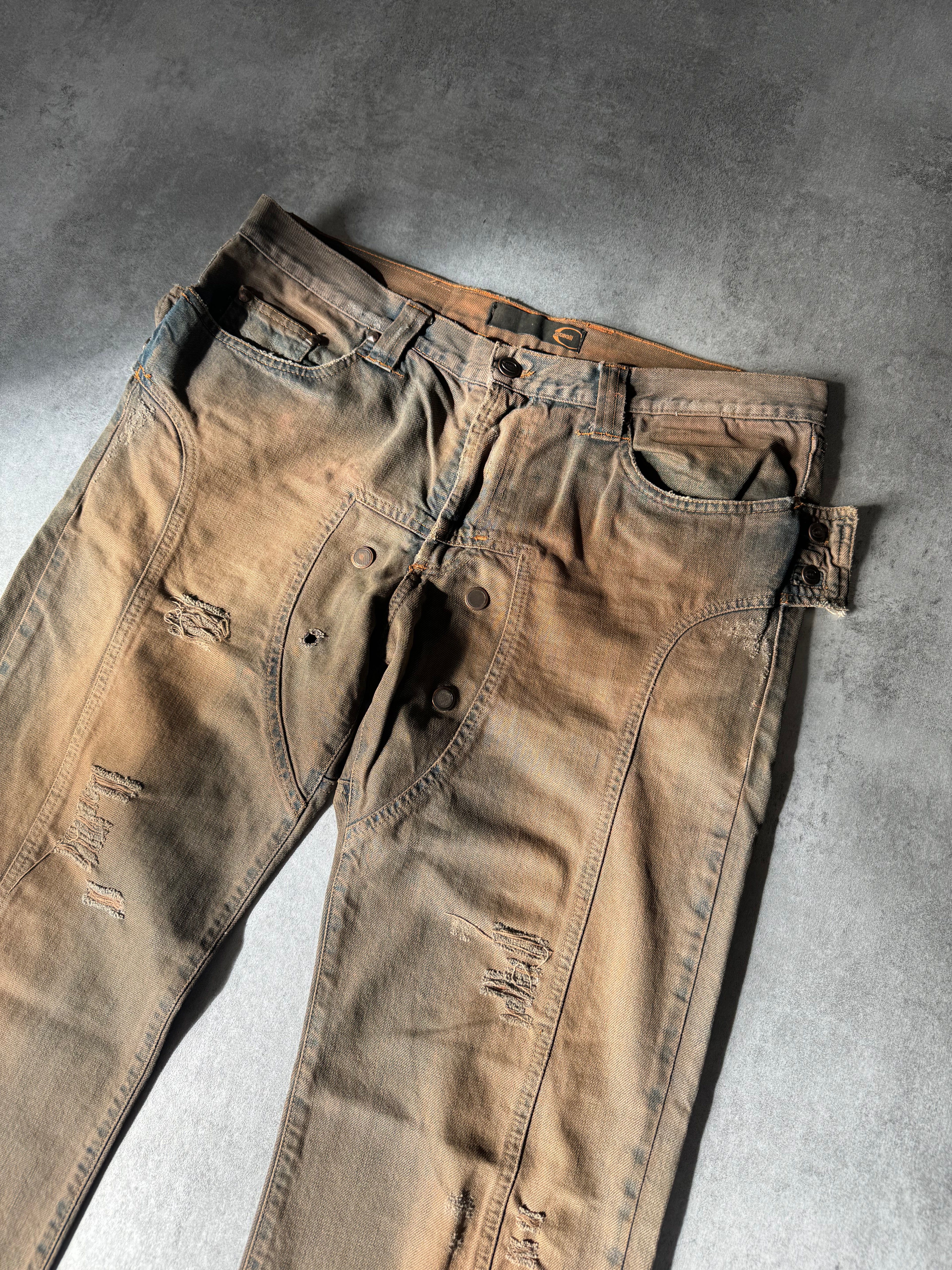 SS2005 Cavalli Faded Blue Hysteric Acid Distressed Straight Jeans  (L) - 6