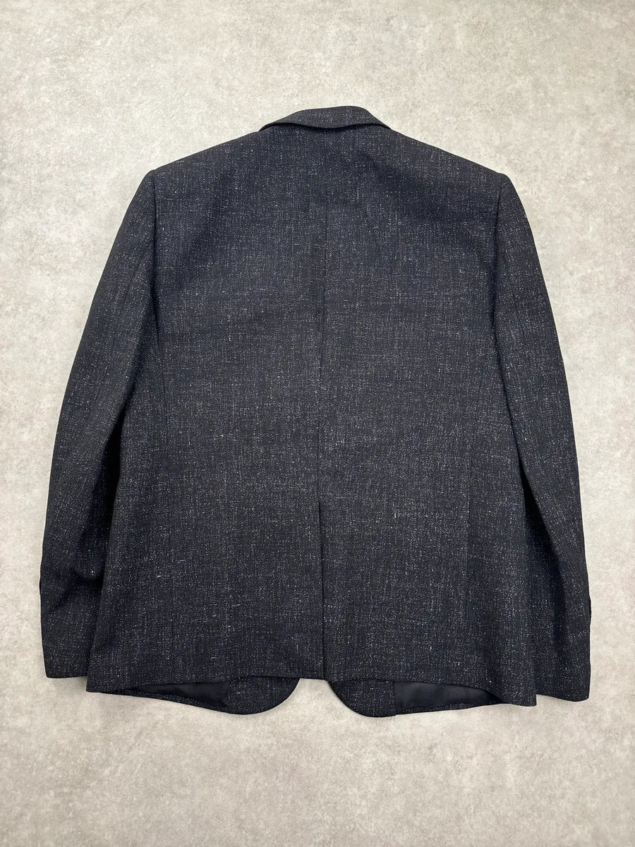 SS2015 Saint Laurent Black Wool Speckled Tweed Two-Button Blazer Jacket aZVxndpi 4