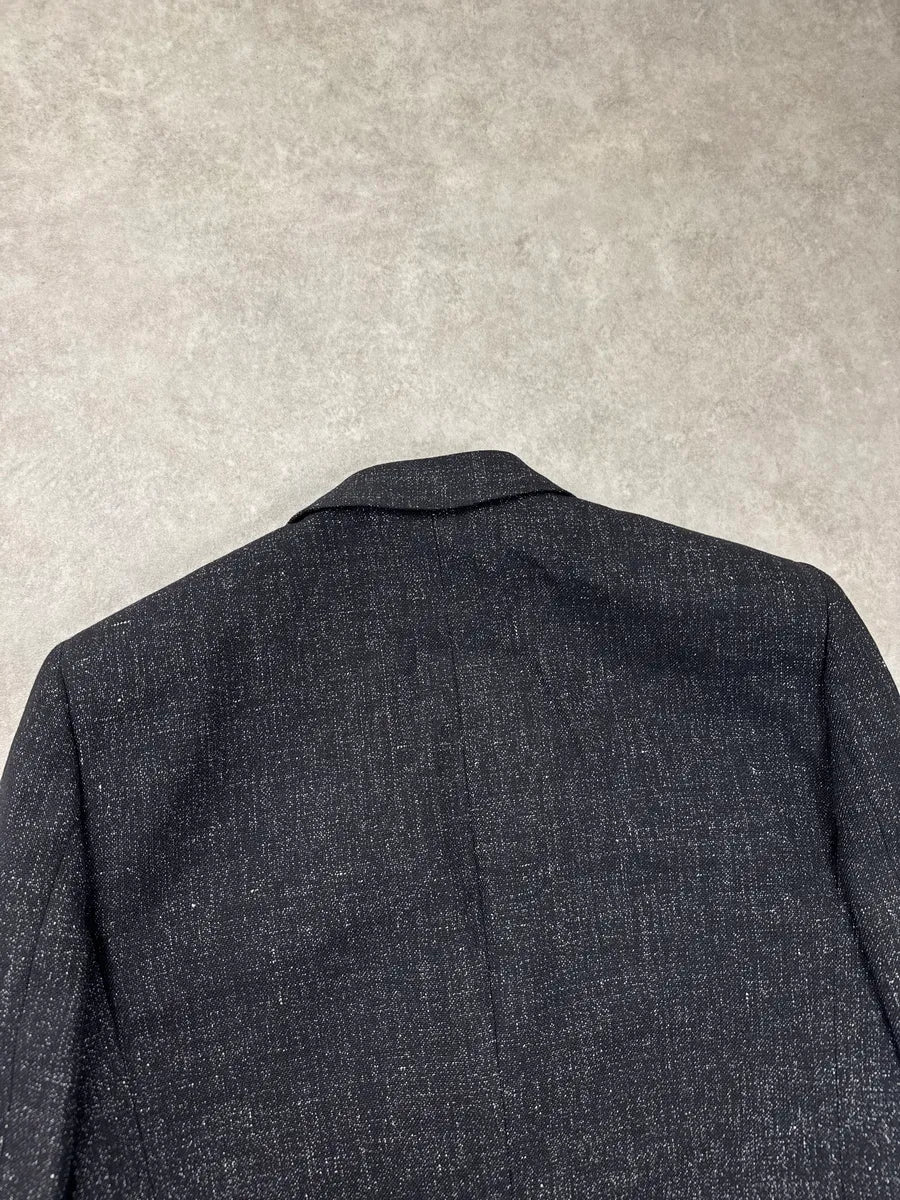 SS2015 Saint Laurent Black Wool Speckled Tweed Two-Button Blazer Jacket aZVxndpi 9