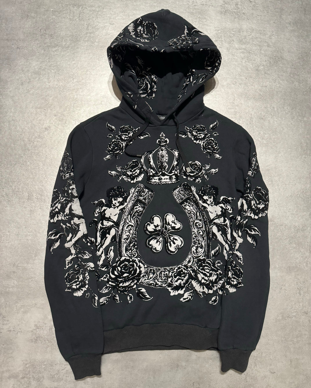 2000s Dolce & Gabbana Royal Black Primea Linea Relief Hoodie (M) - 8