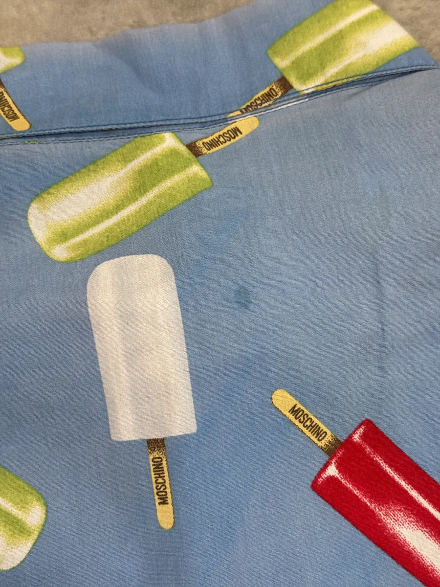 Moschino Light Blue Popsicle Ice Print All-Over Pattern Short Sleeves Shirt aaDJqoNJ 11