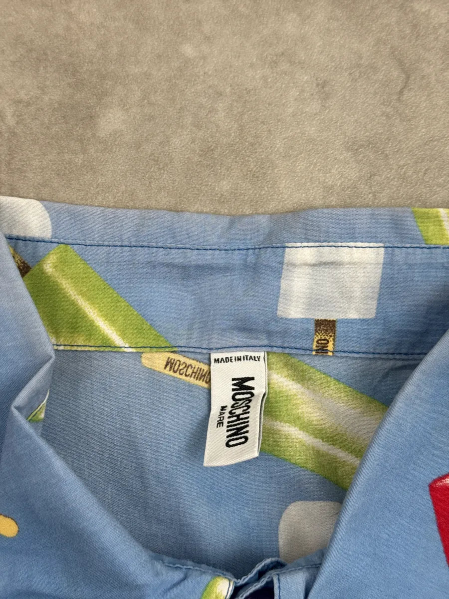 Moschino Light Blue Popsicle Ice Print All-Over Pattern Short Sleeves Shirt aaDJqoNJ 10