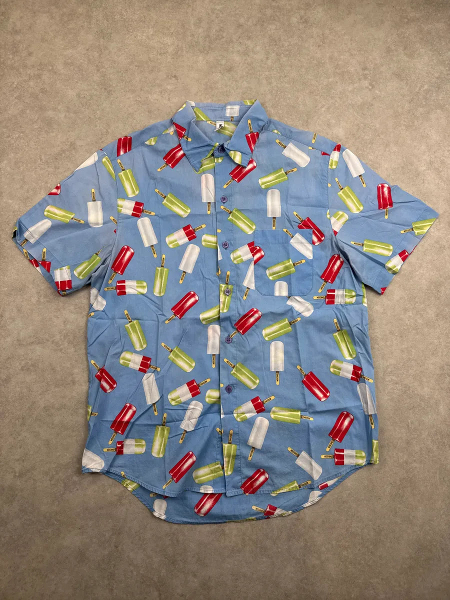 Moschino Light Blue Popsicle Ice Print All-Over Pattern Short Sleeves Shirt aaDJqoNJ 2