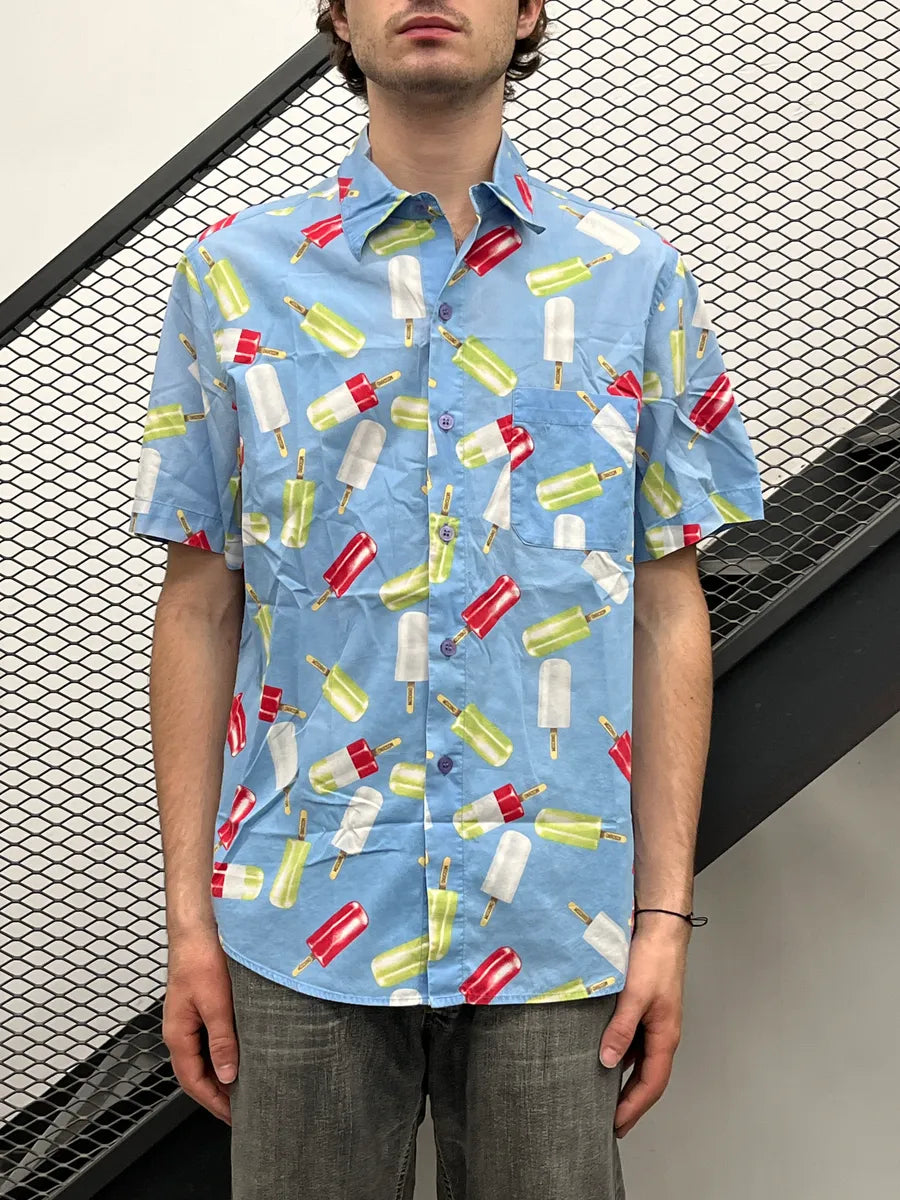 Moschino Light Blue Popsicle Ice Print All-Over Pattern Short Sleeves Shirt aaDJqoNJ 0