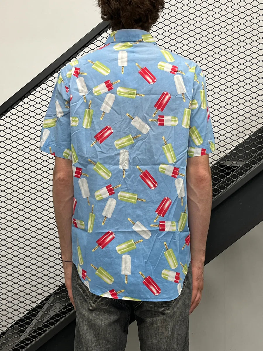 Moschino Light Blue Popsicle Ice Print All-Over Pattern Short Sleeves Shirt aaDJqoNJ 1