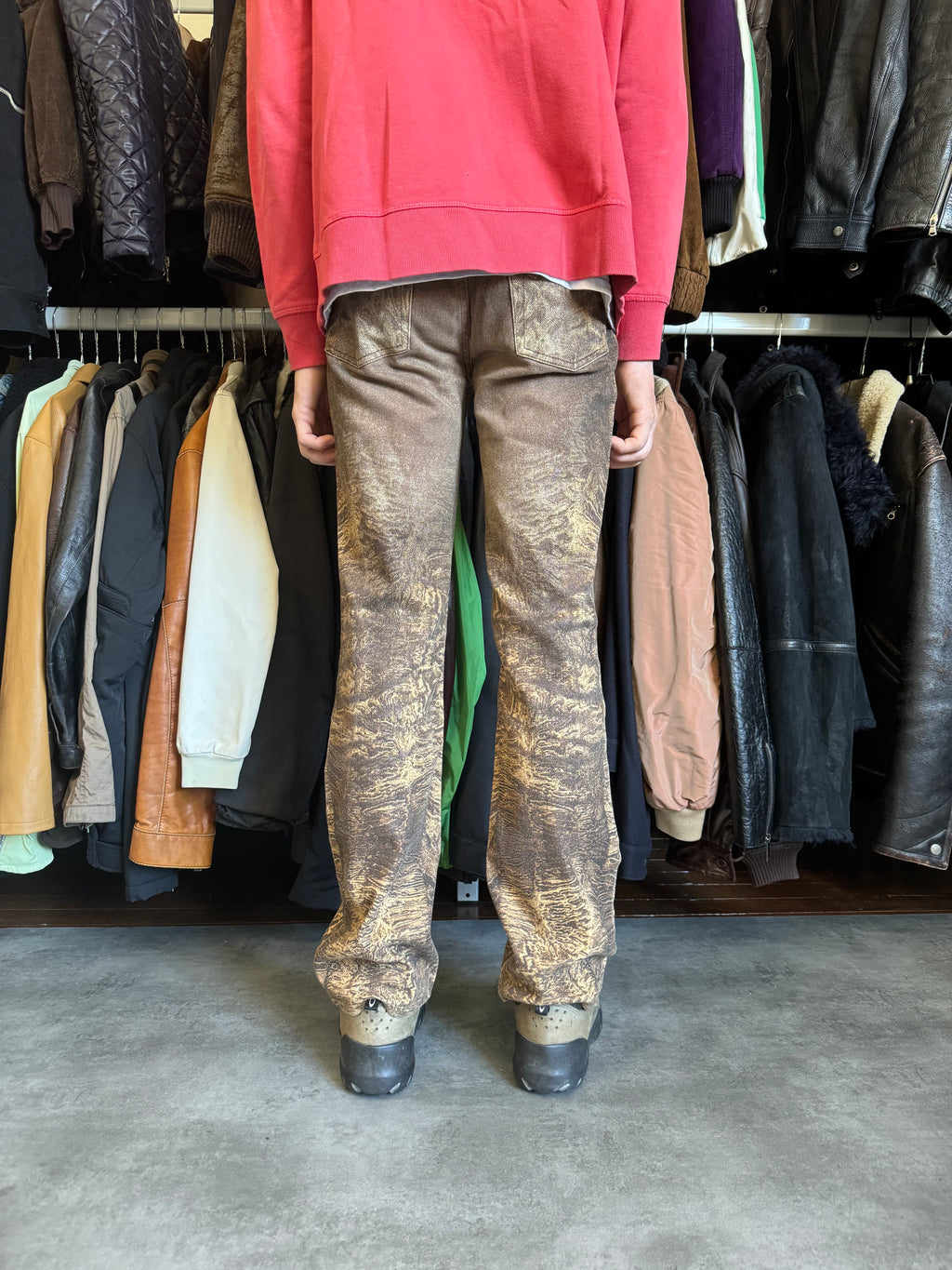 2000s Roberto Cavalli Arabic Brown Sand Erosion Pants (S) - 3
