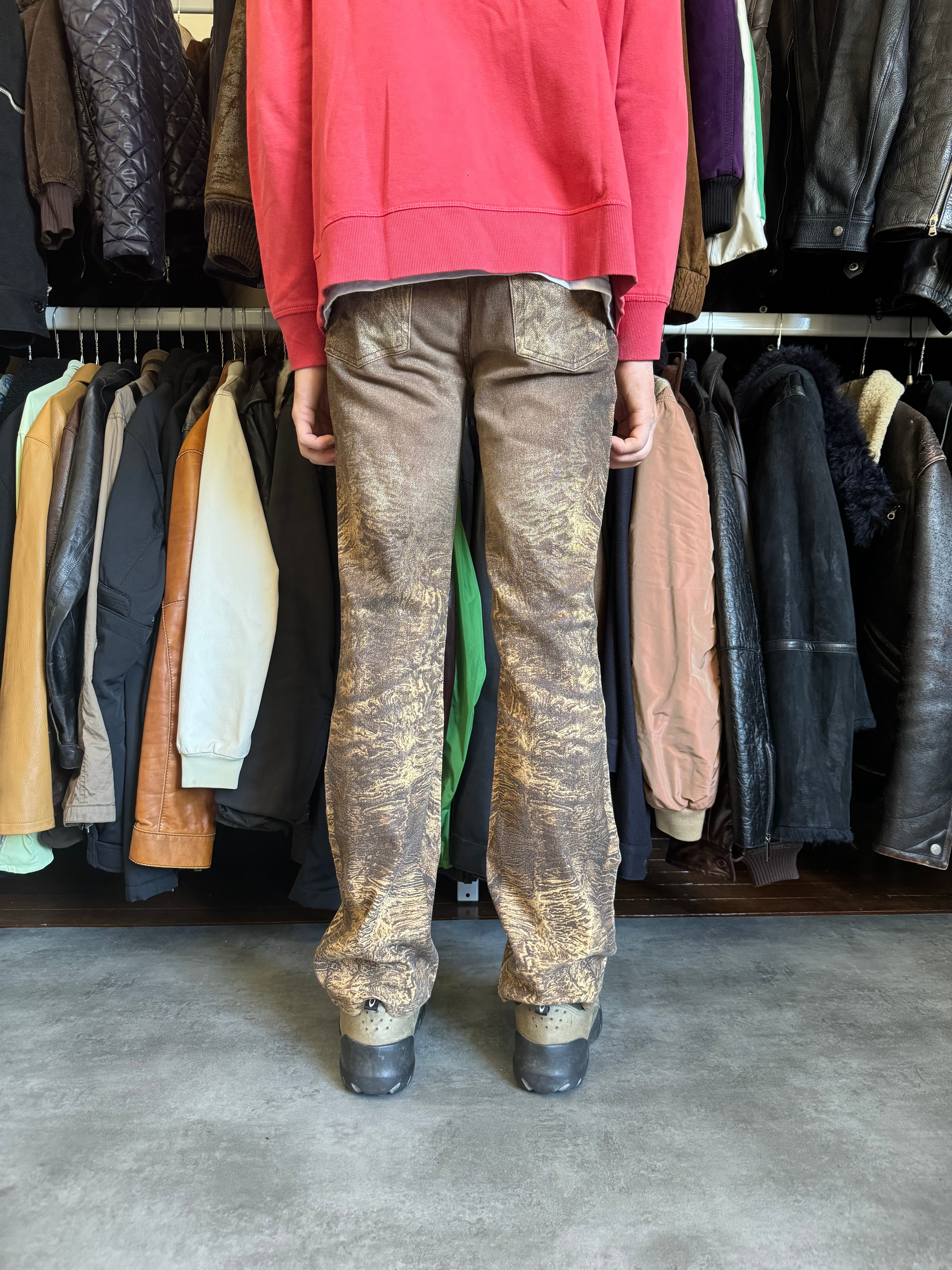 2000s Roberto Cavalli Arabic Brown Sand Erosion Pants (S) - 3