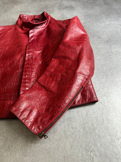 AW2000 Roberto Cavalli Crocodile Red Leather Jacket (L) - 10