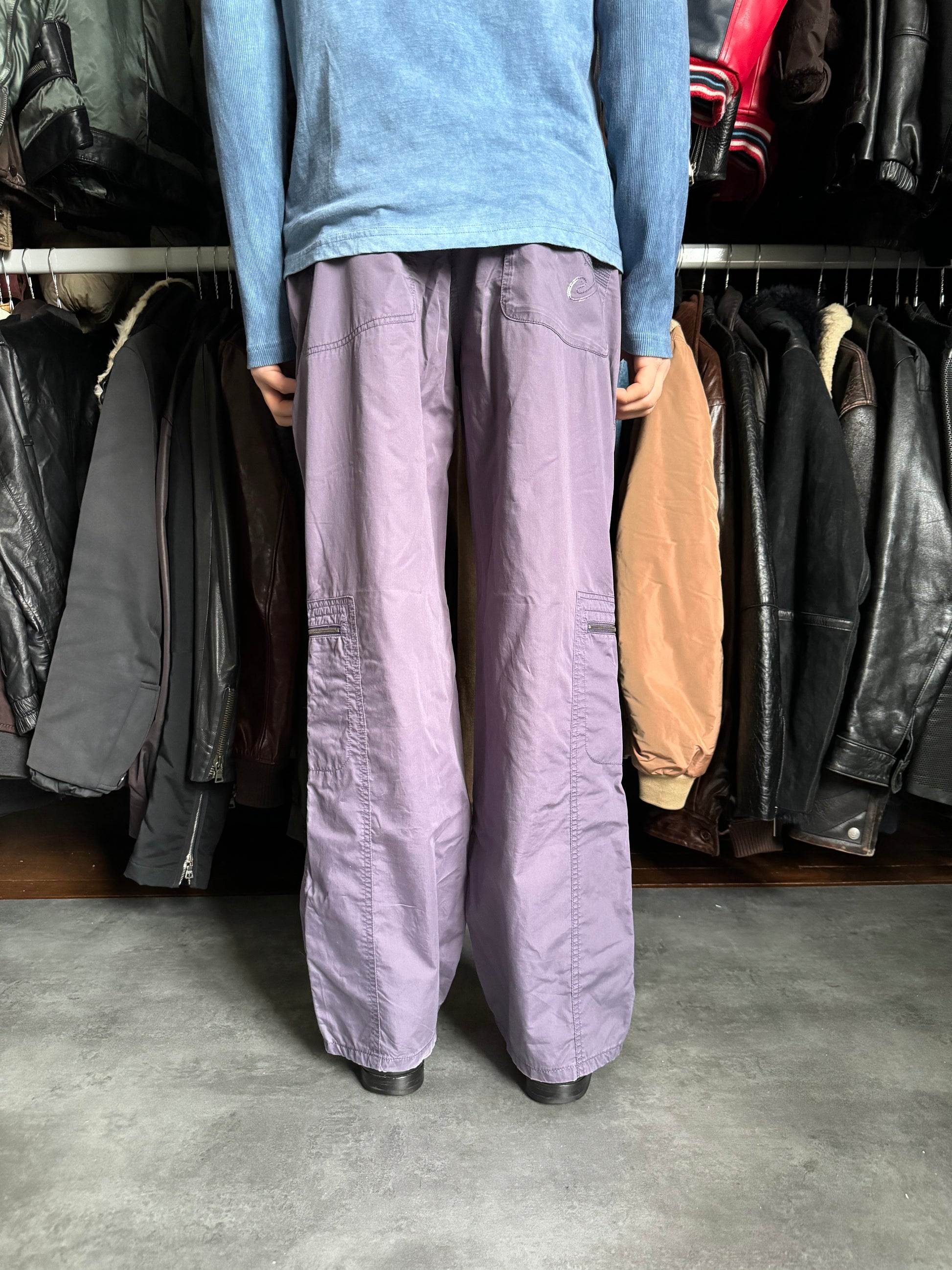 2000s Armani Purple Relaxed Cargo Pants (L) - 4