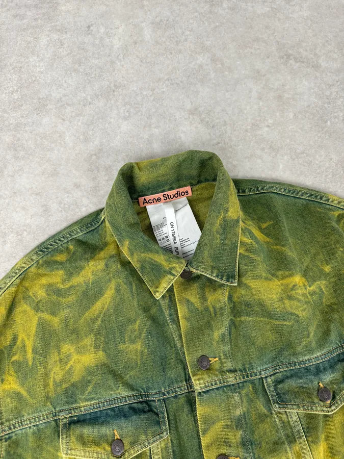 Acne Studios Acid Wash Green & Yellow Denim Jacket kUyRDWr 4