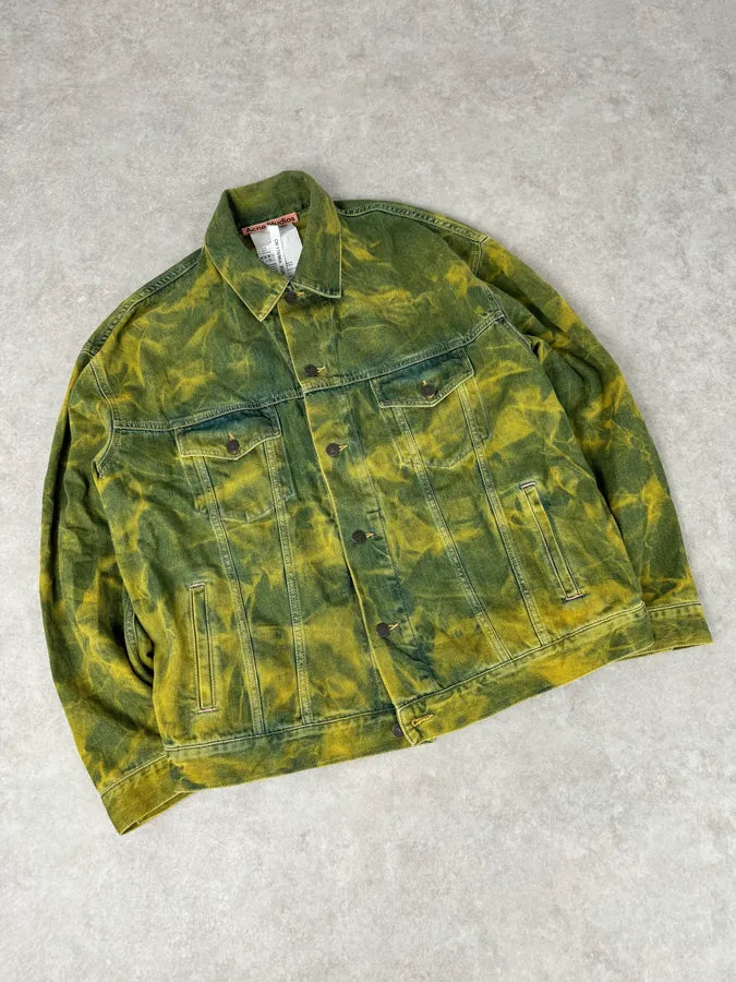Acne Studios Acid Wash Green & Yellow Denim Jacket kUyRDWr 3