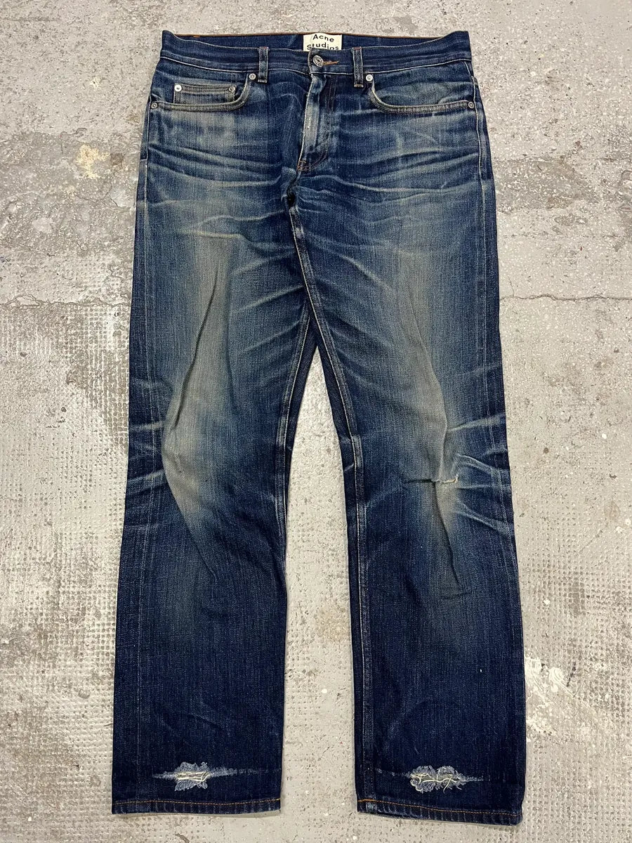Acne Studios Ash Raw Blue Faded Denim Jeans (M) dQIkDBK 0