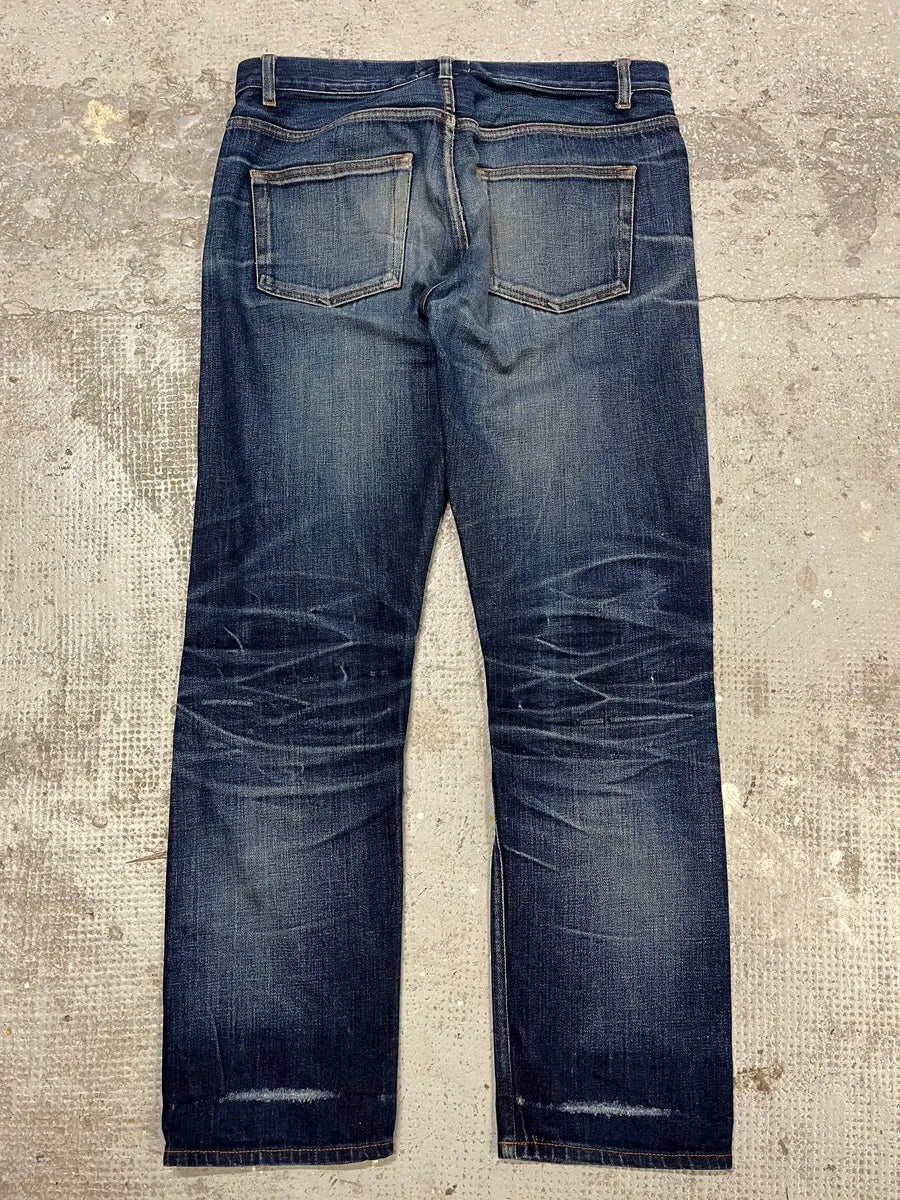 Acne Studios Ash Raw Blue Faded Denim Jeans (M) dQIkDBK 1