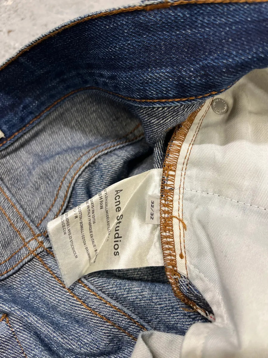 Acne Studios Ash Raw Blue Faded Denim Jeans (M) dQIkDBK 11