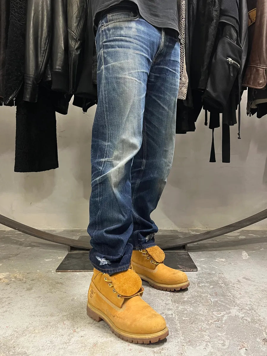 Acne Studios Ash Raw Blue Faded Denim Jeans (M) dQIkDBK 2