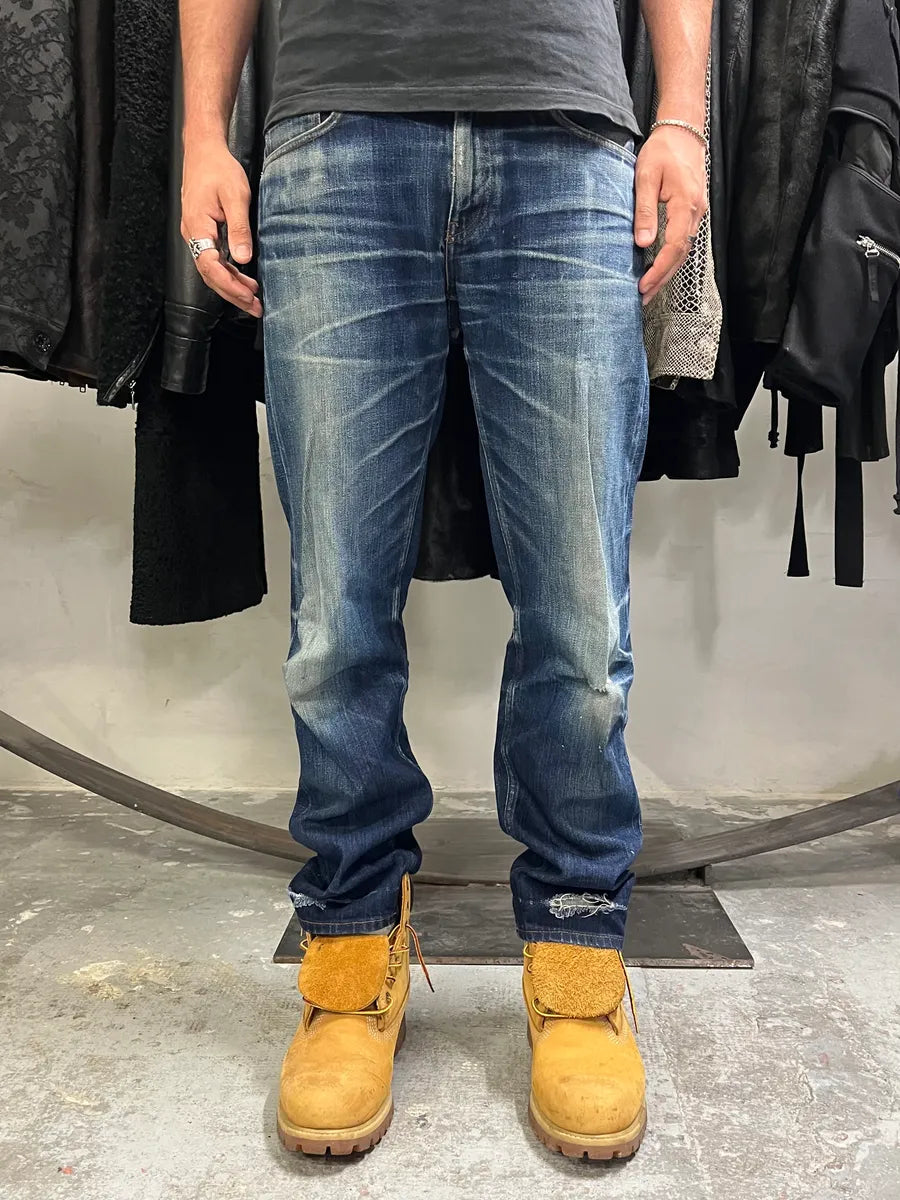 Acne Studios Ash Raw Blue Faded Denim Jeans (M) dQIkDBK 4