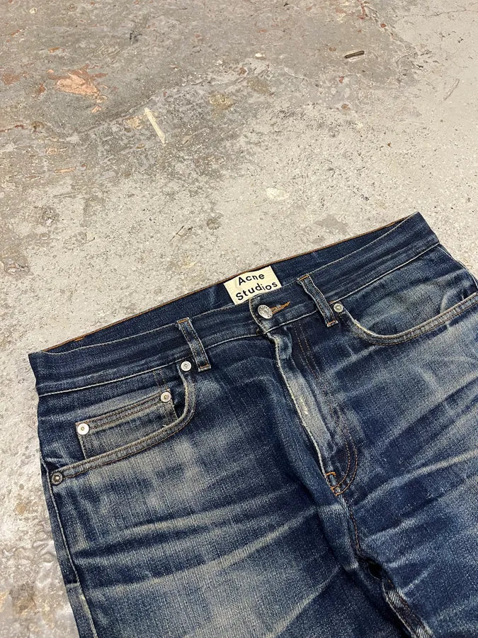 Acne Studios Ash Raw Blue Faded Denim Jeans (M) dQIkDBK 6