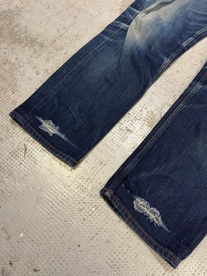 Acne Studios Ash Raw Blue Faded Denim Jeans (M) dQIkDBK 7