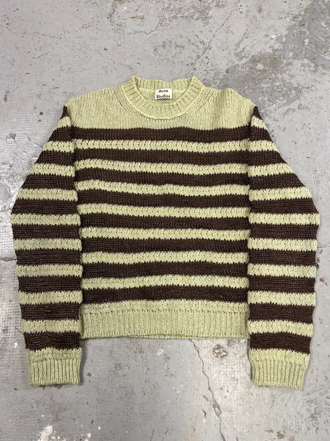 Acne Studios Beige & Brown Striped Sweater (S/M) UvXPoZa 0