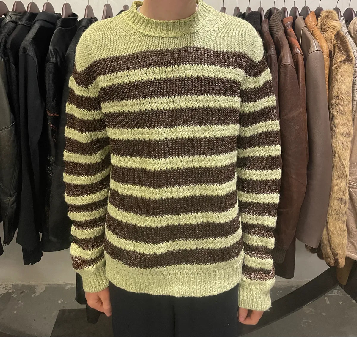 Acne Studios Beige & Brown Striped Sweater (S/M) UvXPoZa 2
