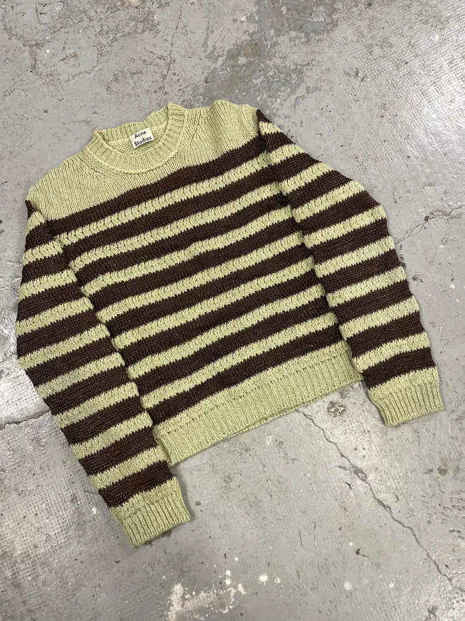 Acne Studios Beige & Brown Striped Sweater (S/M) UvXPoZa 4