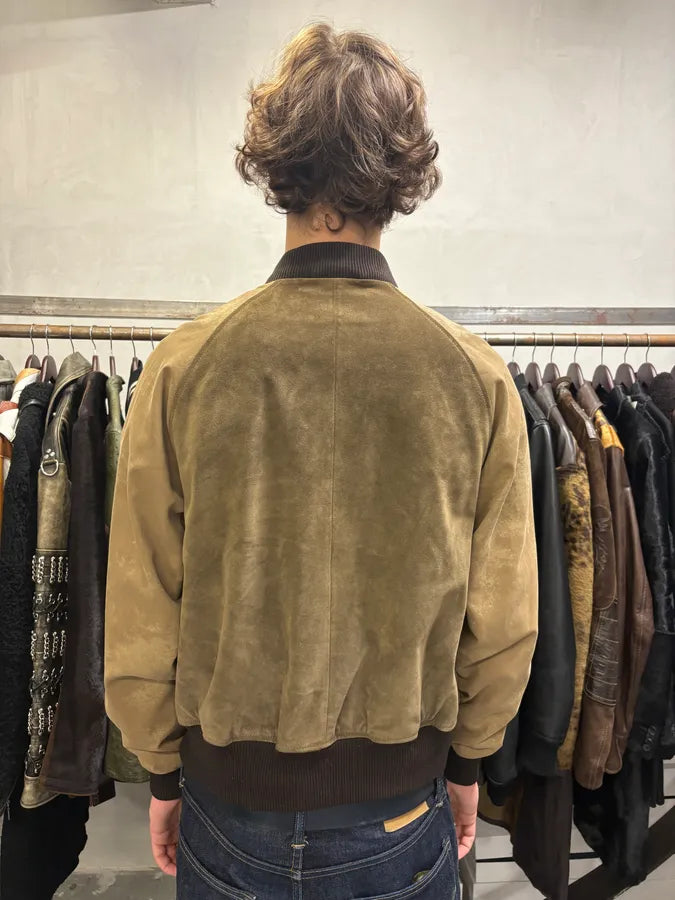 Acne Studios Beige Suede Bomber Leather Jacket (S/M) ERbJZGO 2