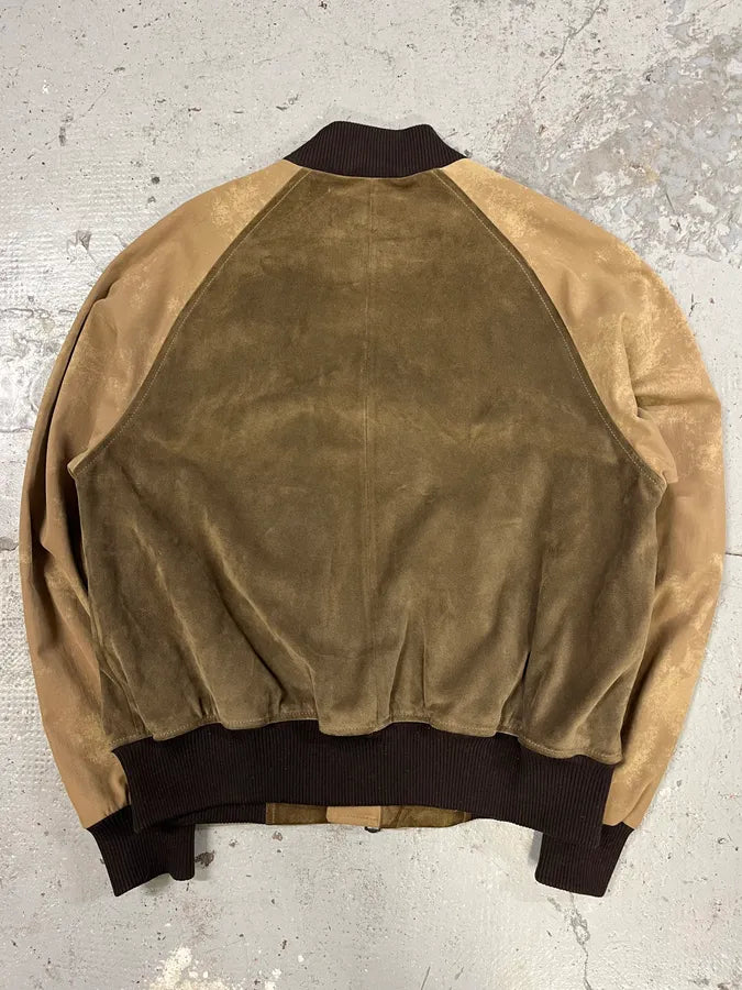 Acne Studios Beige Suede Bomber Leather Jacket (S/M) ERbJZGO 6