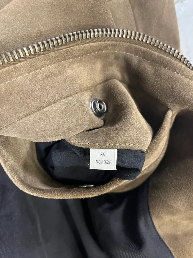 Acne Studios Beige Suede Bomber Leather Jacket (S/M) ERbJZGO 8