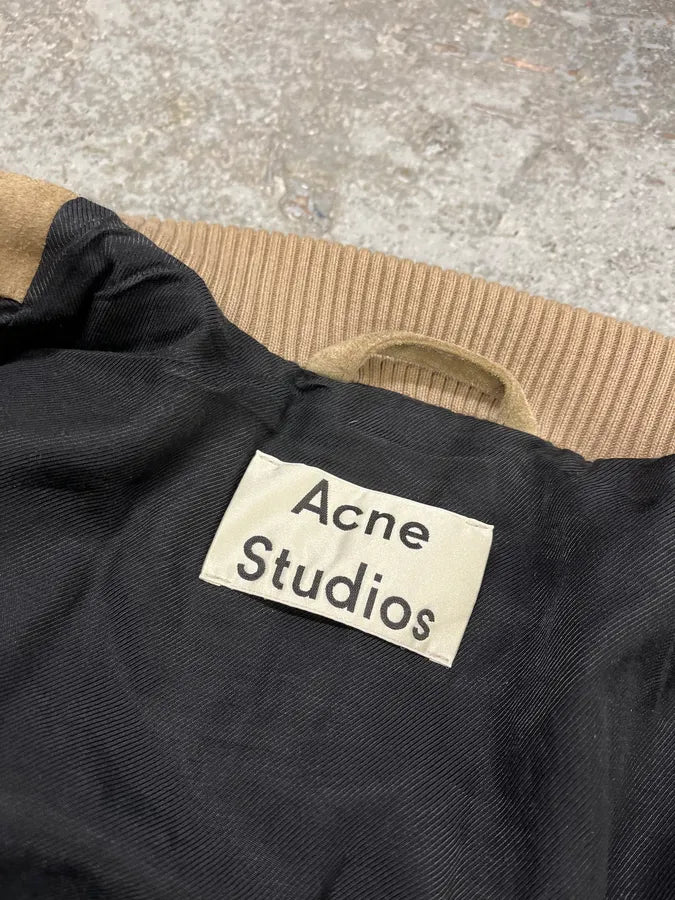 Acne Studios Beige Suede Leather Bomber Jacket (M) QIQqoeC 10