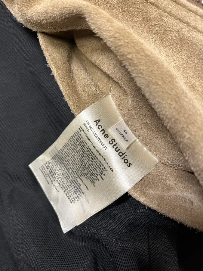 Acne Studios Beige Suede Leather Bomber Jacket (M) QIQqoeC 11