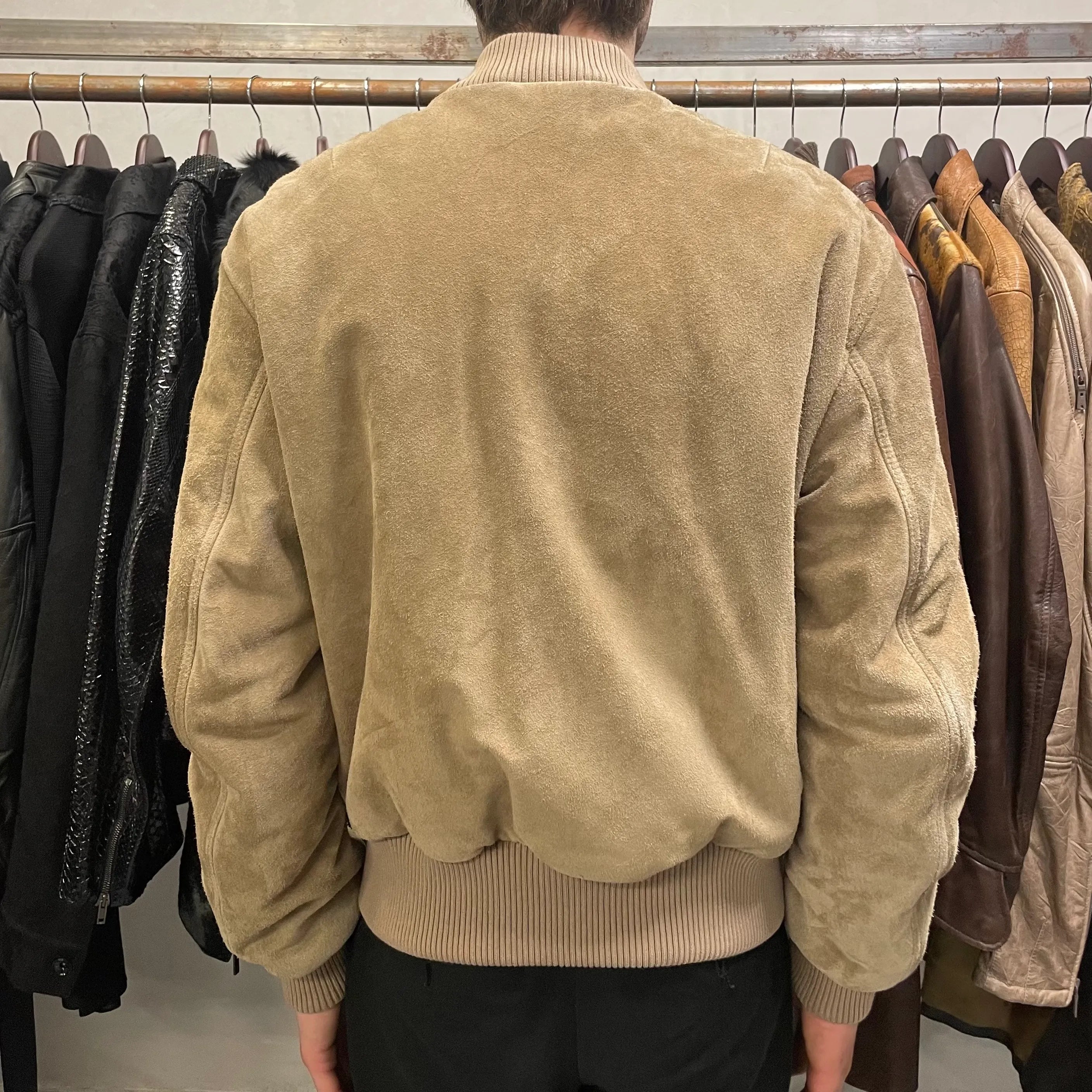 Acne Studios Beige Suede Leather Bomber Jacket (M) QIQqoeC 2