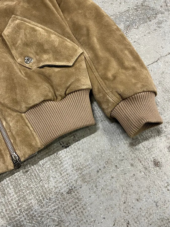 Acne Studios Beige Suede Leather Bomber Jacket (M) QIQqoeC 4