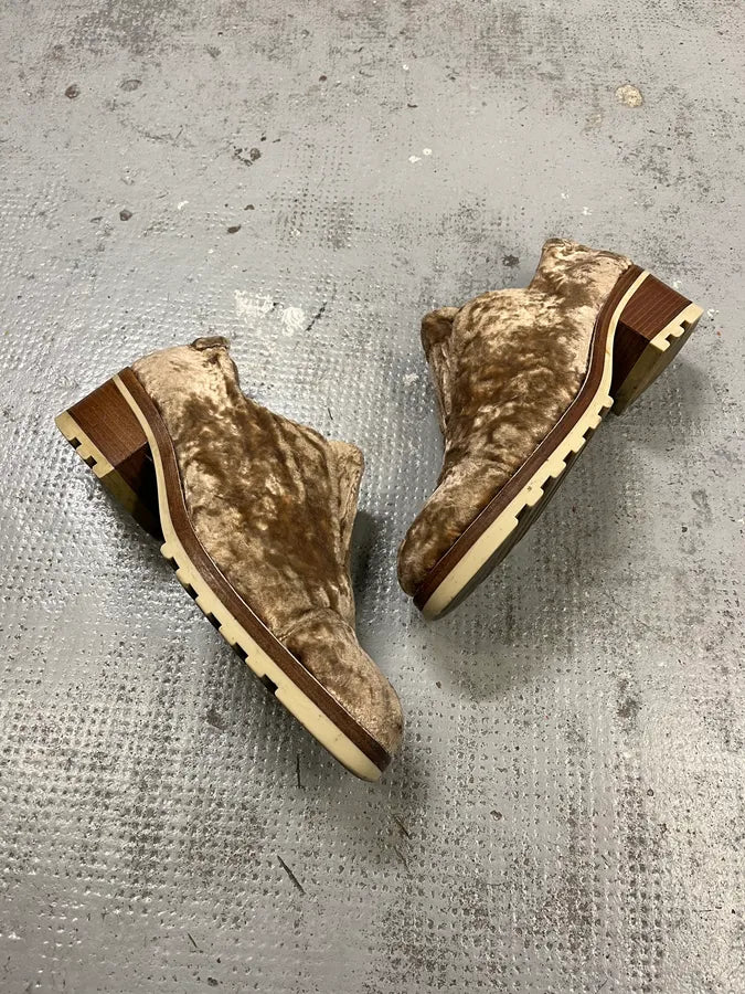 Acne Studios Beige Velvet Shoes FHhaSaE 3