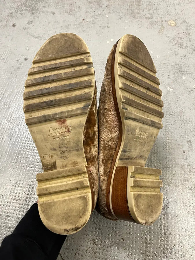 Acne Studios Beige Velvet Shoes FHhaSaE 4