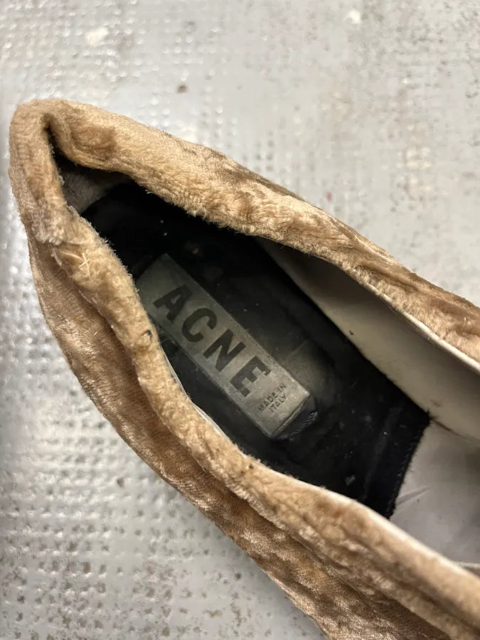 Acne Studios Beige Velvet Shoes FHhaSaE 5