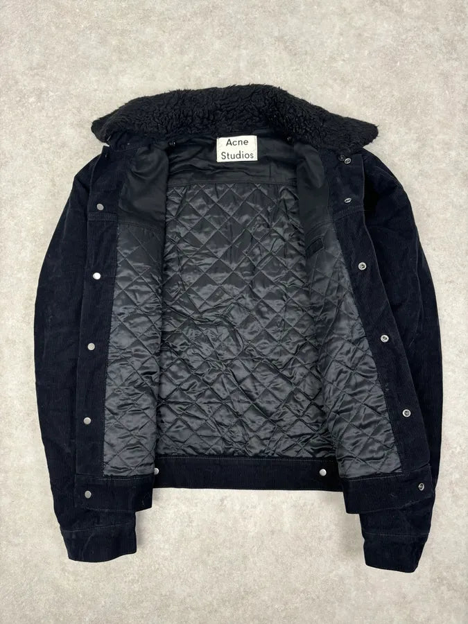 Acne Studios Black Corduroy Fur Collar Trucker Jacket SjuDRbg 6