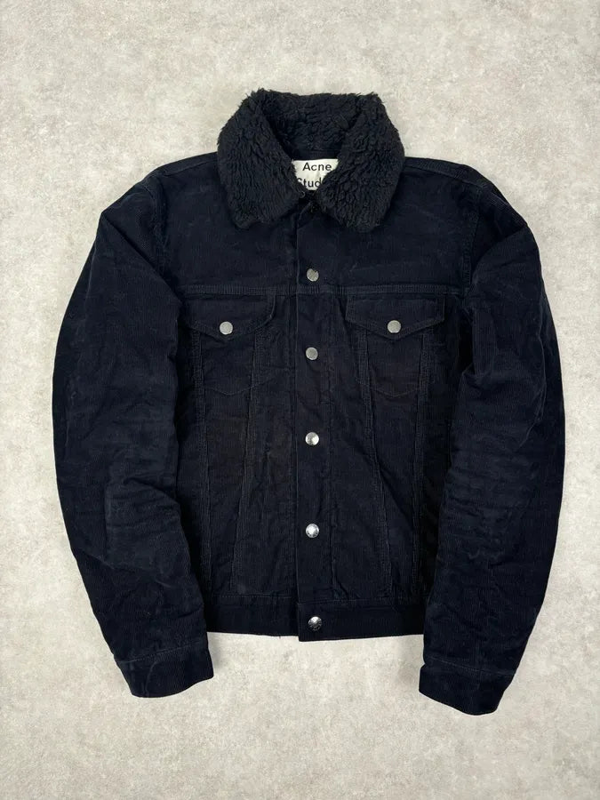 Acne Studios Black Corduroy Fur Collar Trucker Jacket SjuDRbg 0