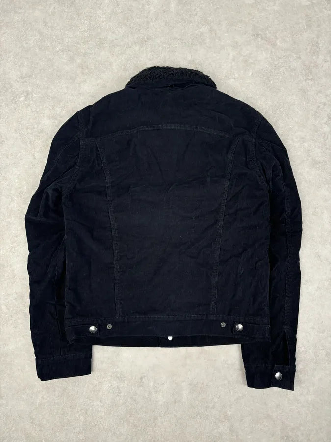 Acne Studios Black Corduroy Fur Collar Trucker Jacket SjuDRbg 4