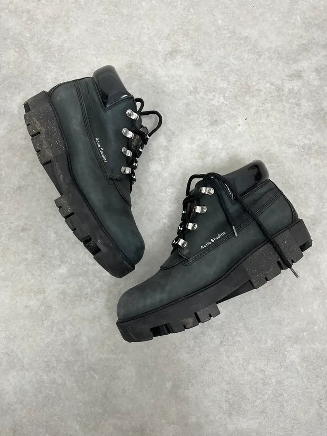 Acne Studios Black Leather Daily Mountain Boots GgMMSkn 1