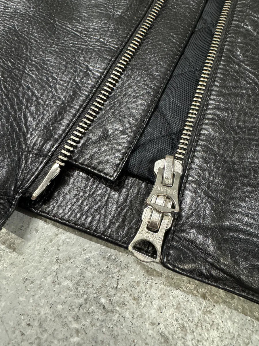 Acne Studios Black Multi Zips Leather Biker Jacket (M) vVUeSAs 10