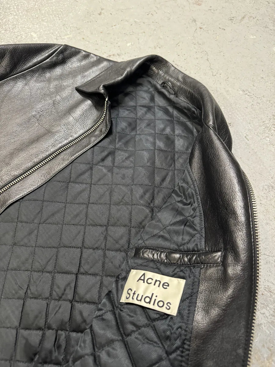 Acne Studios Black Multi Zips Leather Biker Jacket (M) vVUeSAs 7