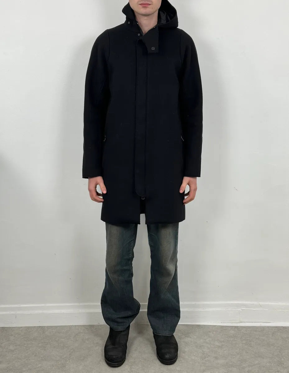Acne Studios Black Spy Hooded Wool Trench Coat ENSOsVL 2