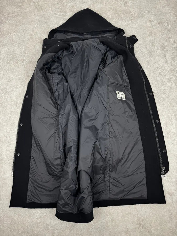 Acne Studios Black Spy Hooded Wool Trench Coat ENSOsVL 8