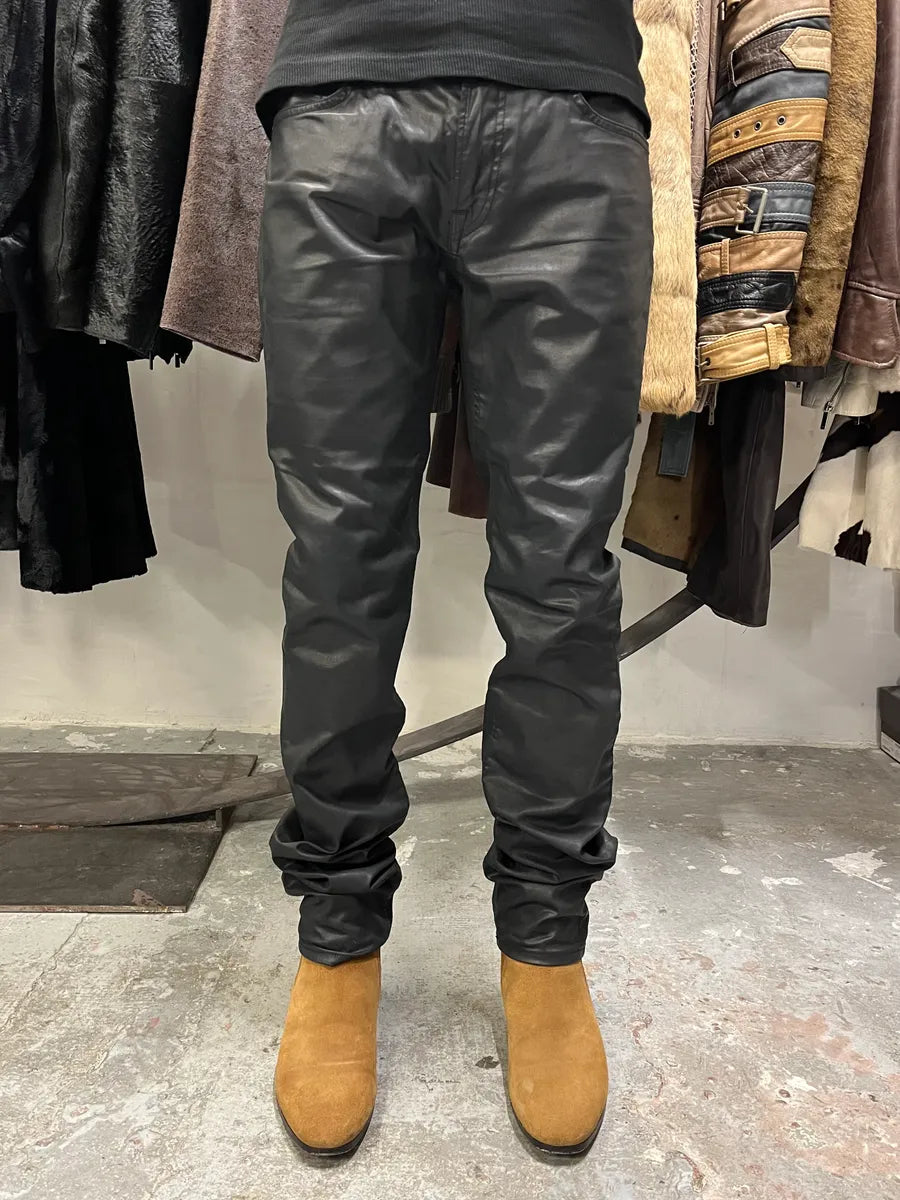 Acne Studios Black Waxed Effect Pleather Jeans (S/M) lTNVMNs 1