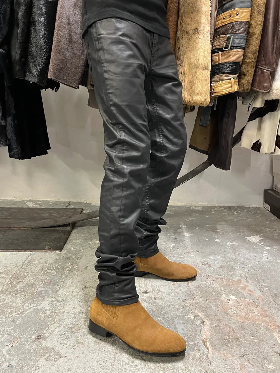 Acne Studios Black Waxed Effect Pleather Jeans (S/M) lTNVMNs 2