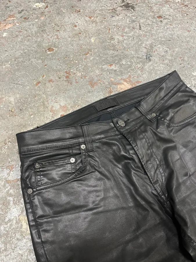 Acne Studios Black Waxed Effect Pleather Jeans (S/M) lTNVMNs 5