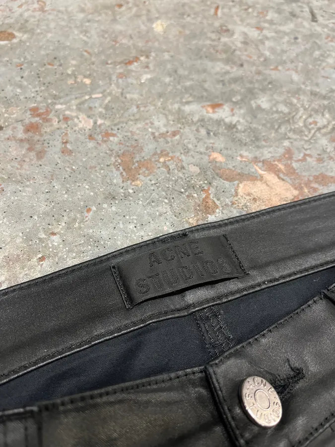 Acne Studios Black Waxed Effect Pleather Jeans (S/M) lTNVMNs 9