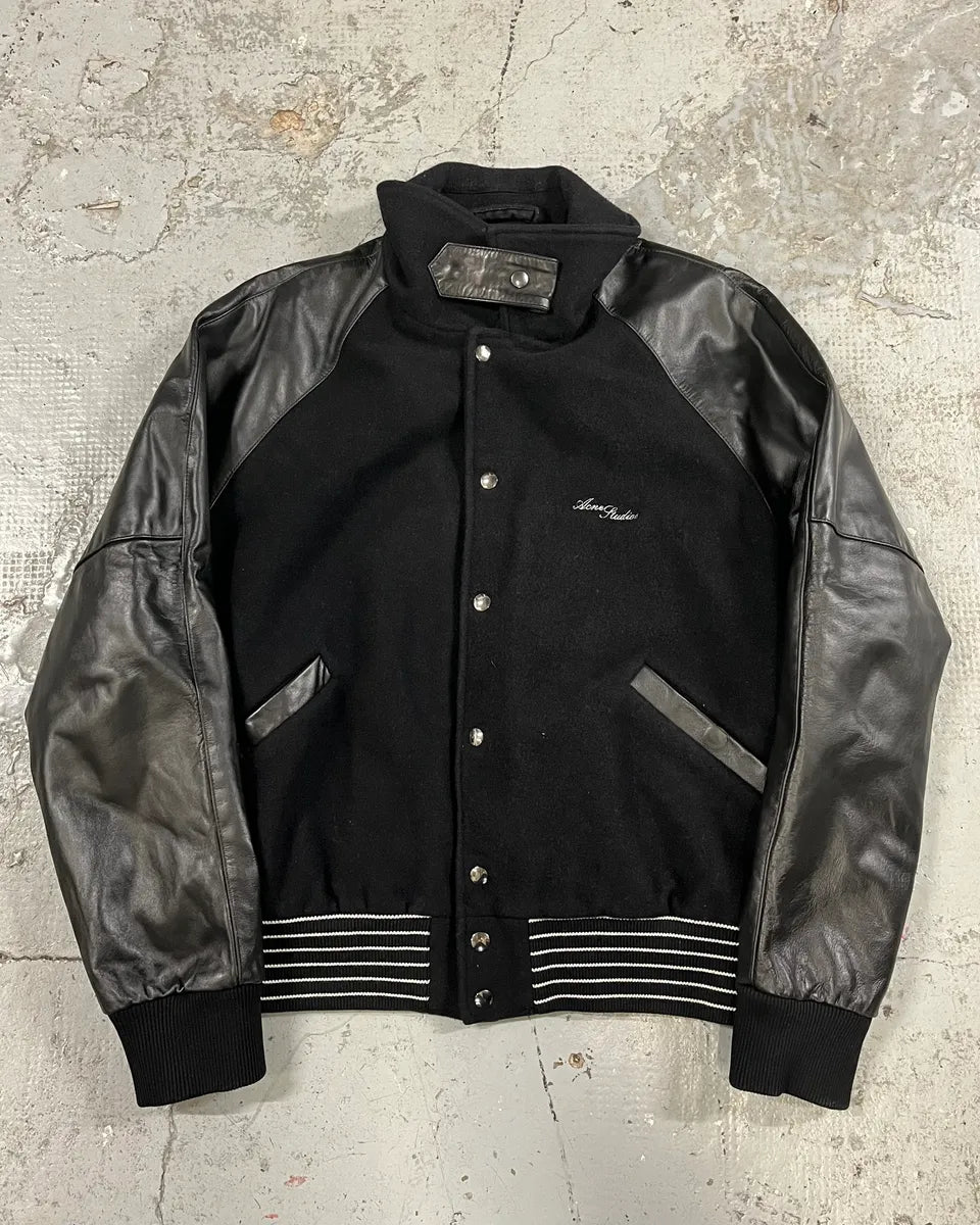 Acne Studios Black Wool & Leather Biker Jacket ktzqtQw 0