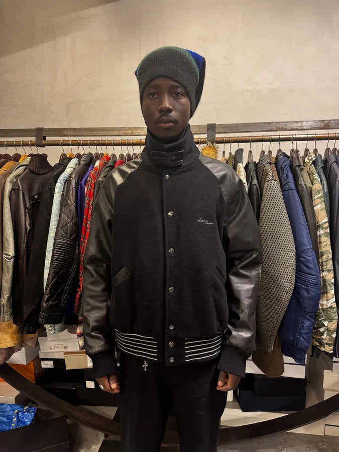 Acne Studios Black Wool & Leather Biker Jacket ktzqtQw 1